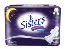 SISTERS NAPKIN PERFORATED OVERNIGHT 36/4'S